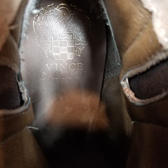 Vince Camuto Hessa Suede Stacked Heel Chelsea Boots Booties Taupe Tan Size 8.5 - Picture 6 of 9